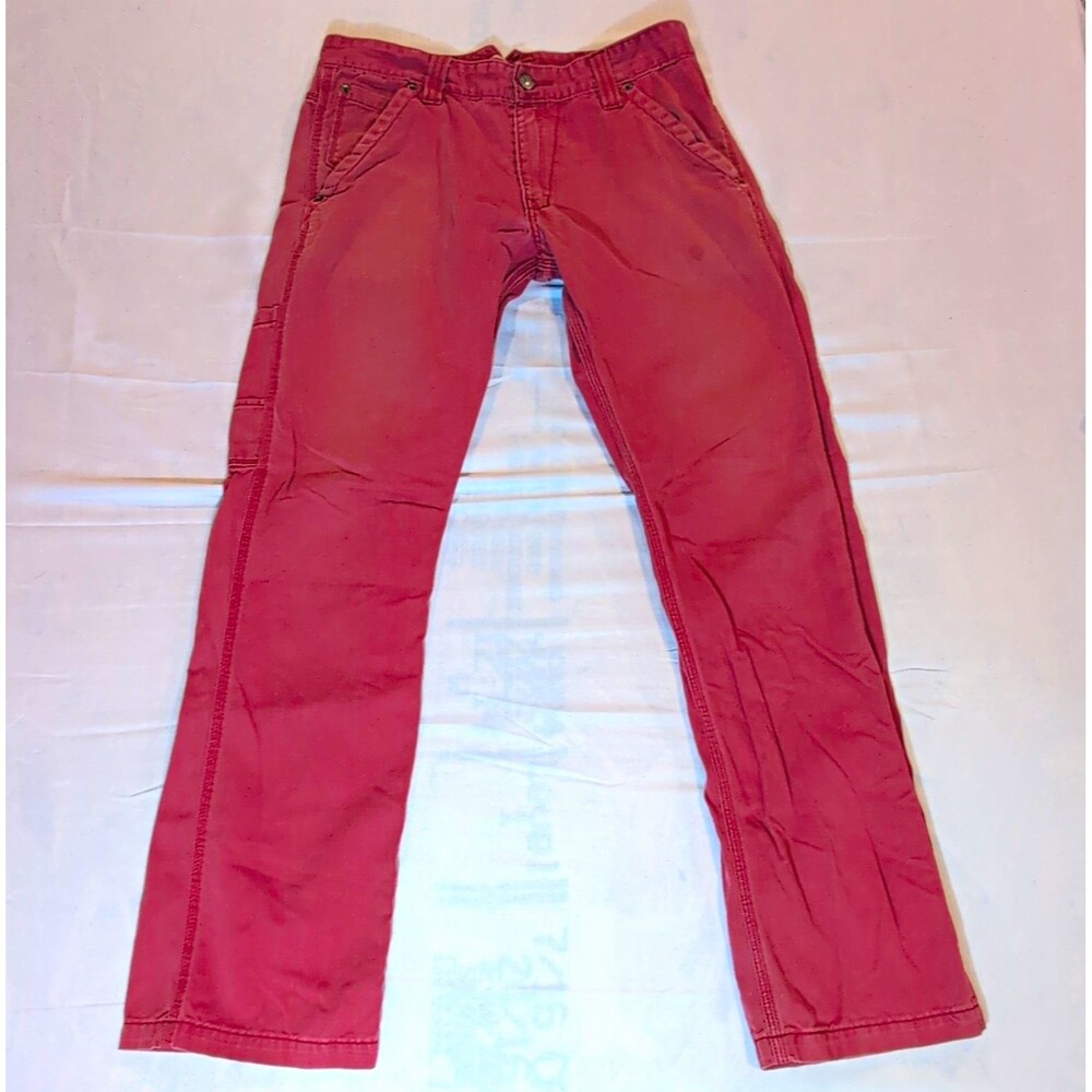 Levi's Men's Red Workwear Pants 32 Slim Straight Denim Cotton Flat Front